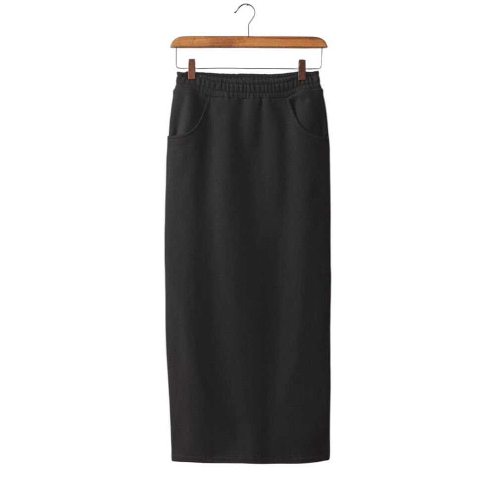 American Giant Maxi Skirt Womens Medium Black Midweight Fleece Pockets USA NEW